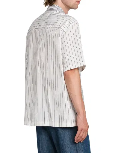 Jil Sander Men's Striped Cotton Button-Front Shirt - Artic Sea | Thumbnail 5 Jil Sander Men's Striped Cotton Button-Front Shirt - Artic Sea | Thumbnail 5