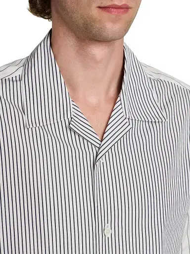 Jil Sander Men's Striped Cotton Button-Front Shirt - Artic Sea | Thumbnail 6 Jil Sander Men's Striped Cotton Button-Front Shirt - Artic Sea | Thumbnail 6