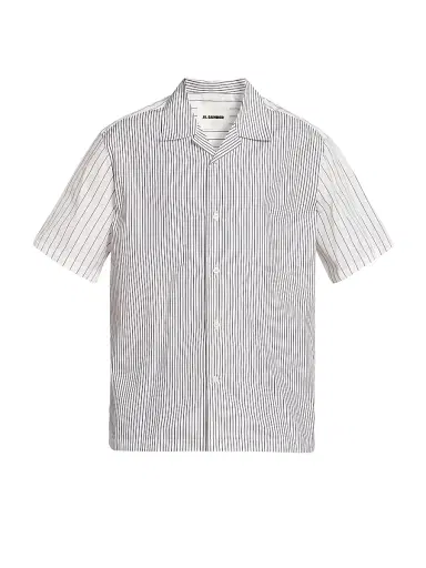Jil Sander Men's Striped Cotton Button-Front Shirt - Artic Sea | Thumbnail 1 Jil Sander Men's Striped Cotton Button-Front Shirt - Artic Sea | Thumbnail 1