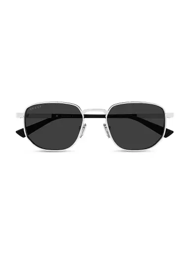 Gucci Men's Subtle Web Sporty 54MM Rectangular Sunglasses - Silver Black | Thumbnail 2 Gucci Men's Subtle Web Sporty 54MM Rectangular Sunglasses - Silver Black | Thumbnail 2