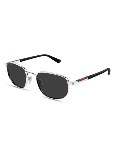 Gucci Men's Subtle Web Sporty 54MM Rectangular Sunglasses - Silver Black | Thumbnail 1 Gucci Men's Subtle Web Sporty 54MM Rectangular Sunglasses - Silver Black | Thumbnail 1