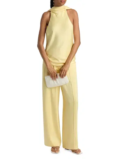 SIMKHAI Women's Kyra Wide-Leg Pants - Buttercream | Thumbnail 2 SIMKHAI Women's Kyra Wide-Leg Pants - Buttercream | Thumbnail 2