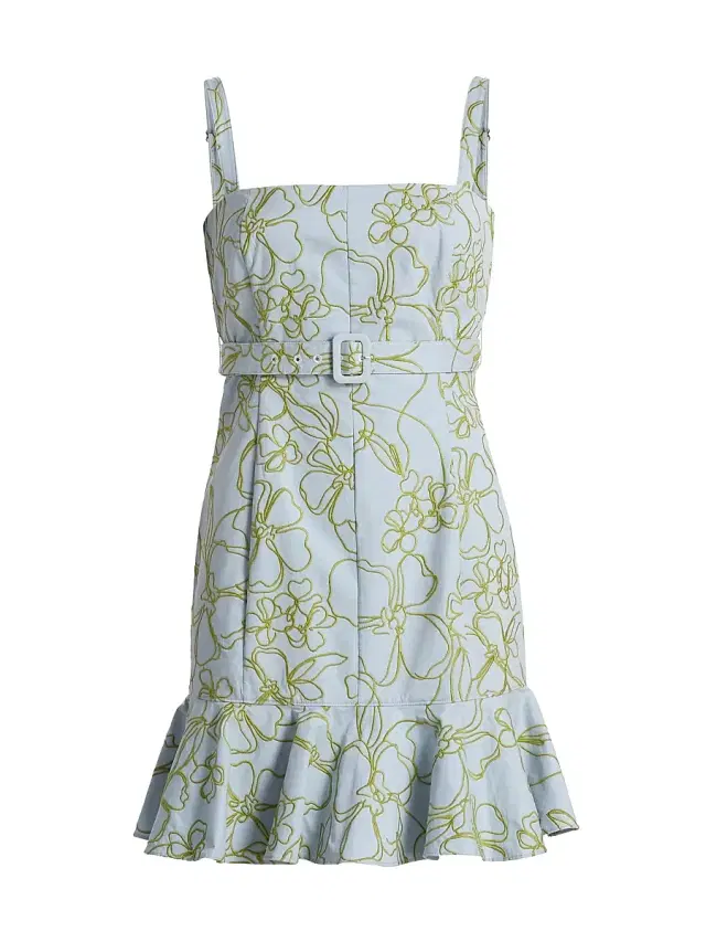Women's Tonya Belted Embroidered Malva Floral Minidress - Bluebell Pear Green Women's Tonya Belted Embroidered Malva Floral Minidress - Bluebell Pear Green