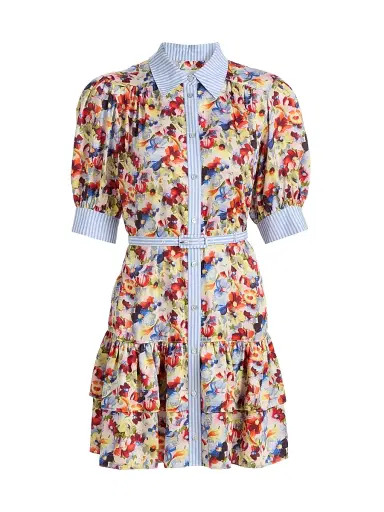 Cinq à Sept Women's Emry Wildflower Bunch Button-Front Minidress - Gardenia Multi - Size 12 | Thumbnail 1 Cinq à Sept Women's Emry Wildflower Bunch Button-Front Minidress - Gardenia Multi - Size 12 | Thumbnail 1