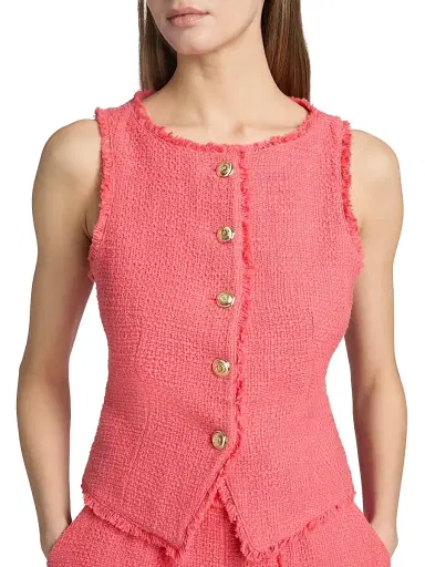 Cinq à Sept Women's Camen Bouclé-Tweed Cotton Vest | Thumbnail 6 Cinq à Sept Women's Camen Bouclé-Tweed Cotton Vest | Thumbnail 6