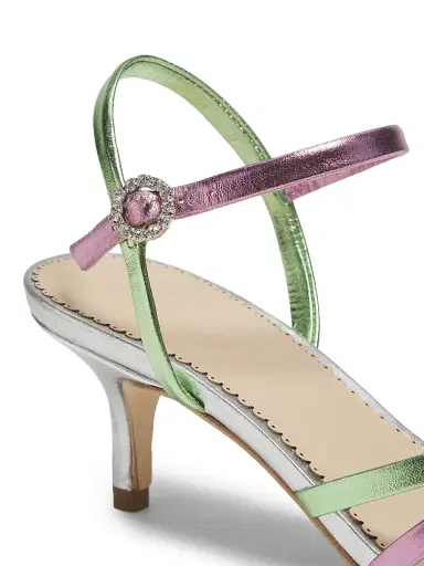 Cinq à Sept Women's Malia Strappy Leather Kitten-Heel Sandals - Metallic Multi - Size 11 | Thumbnail 6 Cinq à Sept Women's Malia Strappy Leather Kitten-Heel Sandals - Metallic Multi - Size 11 | Thumbnail 6
