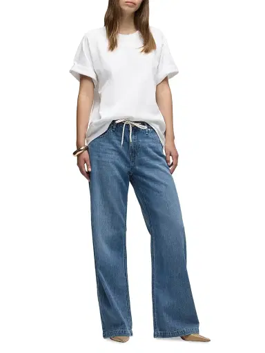 Hudson Jeans Women's Rylee Drawstring Cotton Wide-Leg Jeans - Alloy - Size 30 | Thumbnail 2 Hudson Jeans Women's Rylee Drawstring Cotton Wide-Leg Jeans - Alloy - Size 30 | Thumbnail 2