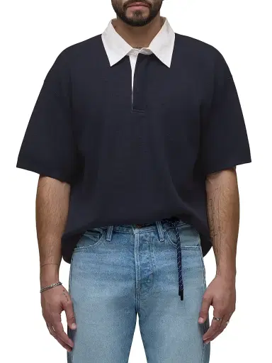 Hudson Jeans Men's Contrast-Collar Cotton-Cashmere Polo Shirt | Thumbnail 2 Hudson Jeans Men's Contrast-Collar Cotton-Cashmere Polo Shirt | Thumbnail 2