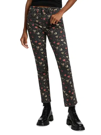 R13 Women's Kick Fit Printed Straight Jeans | Thumbnail 3 R13 Women's Kick Fit Printed Straight Jeans | Thumbnail 3