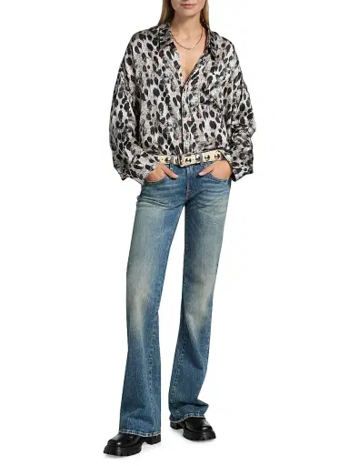 R13 Women's Boy Whiskered Low-Rise Flared Jeans - Kelly Stretch - Size 31 | Thumbnail 2 R13 Women's Boy Whiskered Low-Rise Flared Jeans - Kelly Stretch - Size 31 | Thumbnail 2