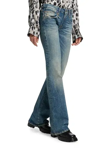 R13 Women's Boy Whiskered Low-Rise Flared Jeans - Kelly Stretch - Size 31 | Thumbnail 4 R13 Women's Boy Whiskered Low-Rise Flared Jeans - Kelly Stretch - Size 31 | Thumbnail 4