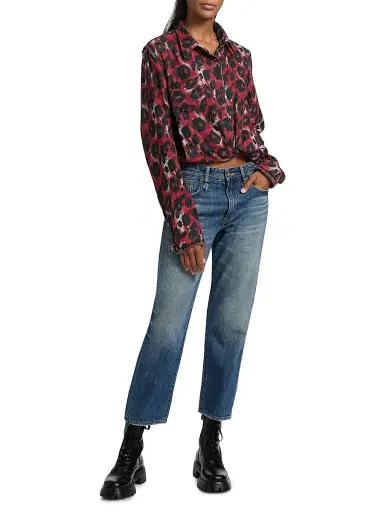 R13 Women's Romeo Whiskered Cropped Jeans | Thumbnail 2 R13 Women's Romeo Whiskered Cropped Jeans | Thumbnail 2