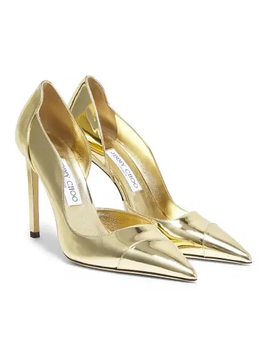 Jimmy Choo Women's Brigitte 100MM Metallic Leather Pumps - Gold | Thumbnail 2 Jimmy Choo Women's Brigitte 100MM Metallic Leather Pumps - Gold | Thumbnail 2