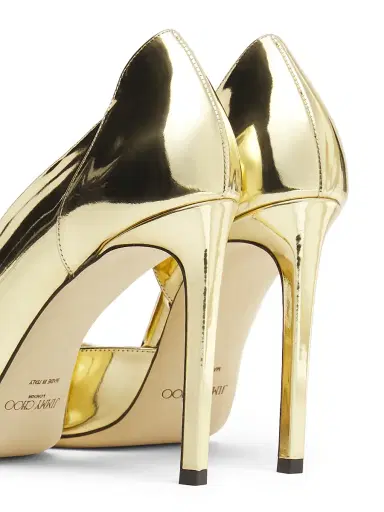 Jimmy Choo Women's Brigitte 100MM Metallic Leather Pumps - Gold | Thumbnail 3 Jimmy Choo Women's Brigitte 100MM Metallic Leather Pumps - Gold | Thumbnail 3