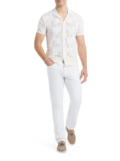 Robert Graham Men's Drayford Jacquard Short-Sleeve Cotton Sweater - Off White | Thumbnail 2 Robert Graham Men's Drayford Jacquard Short-Sleeve Cotton Sweater - Off White | Thumbnail 2