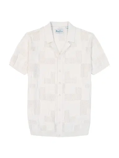 Robert Graham Men's Drayford Jacquard Short-Sleeve Cotton Sweater - Off White | Thumbnail 1 Robert Graham Men's Drayford Jacquard Short-Sleeve Cotton Sweater - Off White | Thumbnail 1