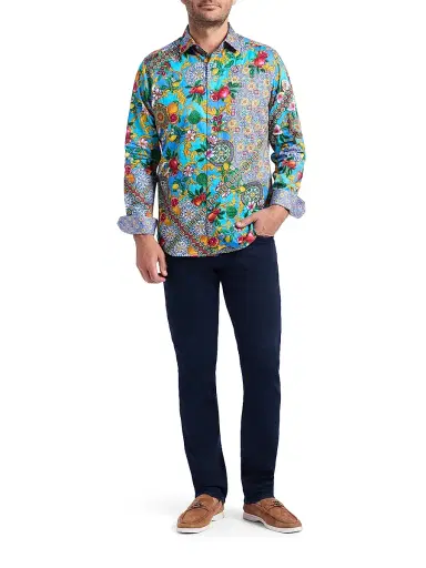 Robert Graham Men's Northumbria Embellished Coast Print Shirt | Thumbnail 2 Robert Graham Men's Northumbria Embellished Coast Print Shirt | Thumbnail 2