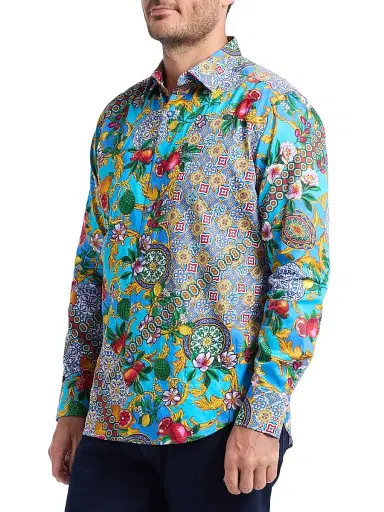Robert Graham Men's Northumbria Embellished Coast Print Shirt | Thumbnail 4 Robert Graham Men's Northumbria Embellished Coast Print Shirt | Thumbnail 4