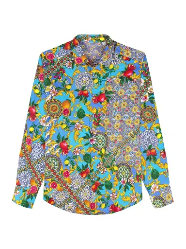 Robert Graham Men's Northumbria Embellished Coast Print Shirt | Thumbnail 1 Robert Graham Men's Northumbria Embellished Coast Print Shirt | Thumbnail 1