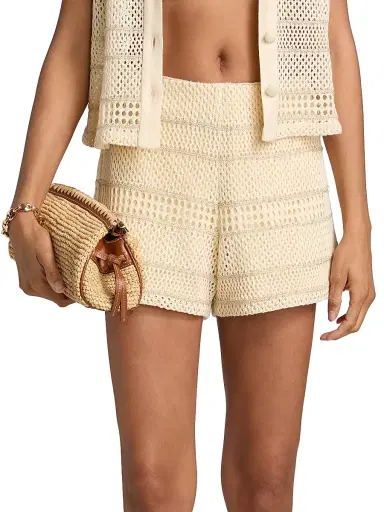 Milly Women's Crochet Knit Shorts - Gold Multi | Thumbnail 3 Milly Women's Crochet Knit Shorts - Gold Multi | Thumbnail 3