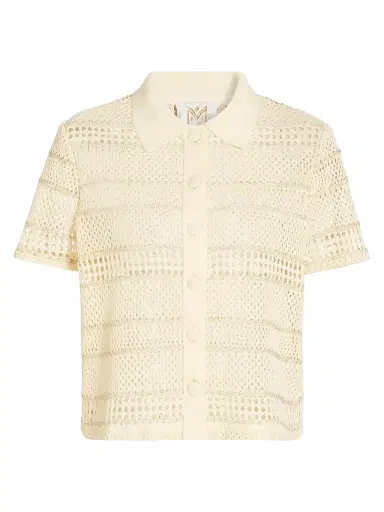 Milly Women's Crochet Knit Short-Sleeve Shirt - Gold Multi | Thumbnail 1 Milly Women's Crochet Knit Short-Sleeve Shirt - Gold Multi | Thumbnail 1