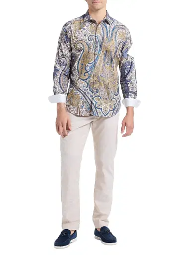 Robert Graham Men's The Lansky Look Paisley Metallic Shirt | Thumbnail 2 Robert Graham Men's The Lansky Look Paisley Metallic Shirt | Thumbnail 2