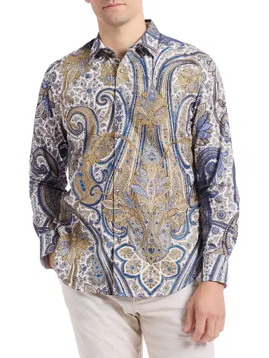 Robert Graham Men's The Lansky Look Paisley Metallic Shirt | Thumbnail 3 Robert Graham Men's The Lansky Look Paisley Metallic Shirt | Thumbnail 3