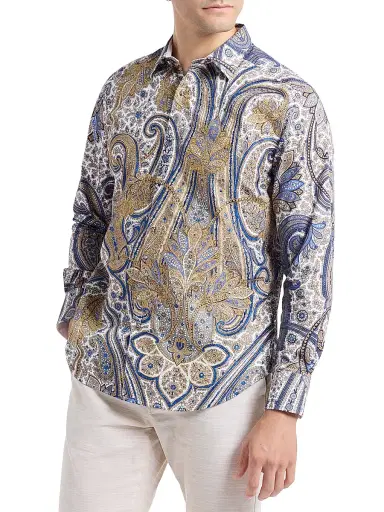 Robert Graham Men's The Lansky Look Paisley Metallic Shirt | Thumbnail 4 Robert Graham Men's The Lansky Look Paisley Metallic Shirt | Thumbnail 4