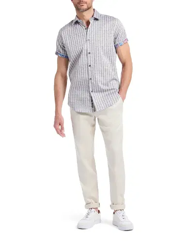 Robert Graham Men's Abbotswell Geometric Stretch-Cotton Short-Sleeve Shirt | Thumbnail 2 Robert Graham Men's Abbotswell Geometric Stretch-Cotton Short-Sleeve Shirt | Thumbnail 2