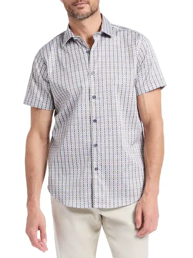 Robert Graham Men's Abbotswell Geometric Stretch-Cotton Short-Sleeve Shirt | Thumbnail 3 Robert Graham Men's Abbotswell Geometric Stretch-Cotton Short-Sleeve Shirt | Thumbnail 3