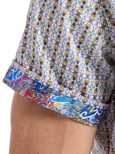 Robert Graham Men's Abbotswell Geometric Stretch-Cotton Short-Sleeve Shirt | Thumbnail 6 Robert Graham Men's Abbotswell Geometric Stretch-Cotton Short-Sleeve Shirt | Thumbnail 6