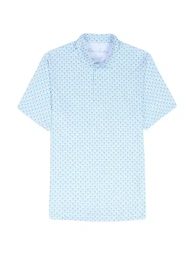 Robert Graham Men's Links & Drinks Knit Polo Shirt - Light Blue | Thumbnail 1 Robert Graham Men's Links & Drinks Knit Polo Shirt - Light Blue | Thumbnail 1