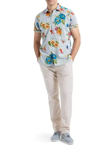 Robert Graham Men's Dixton Cotton-Linen Pants - Sand | Thumbnail 2 Robert Graham Men's Dixton Cotton-Linen Pants - Sand | Thumbnail 2