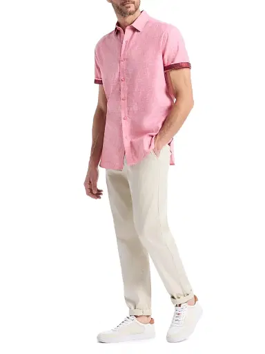 Robert Graham Men's Sutton Solid Linen-Cotton Shirt - Coral - Size XXL | Thumbnail 2 Robert Graham Men's Sutton Solid Linen-Cotton Shirt - Coral - Size XXL | Thumbnail 2