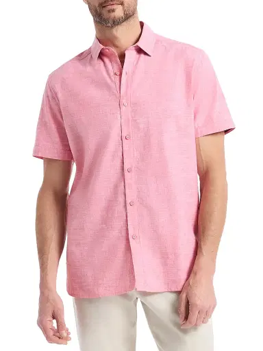 Robert Graham Men's Sutton Solid Linen-Cotton Shirt - Coral - Size XXL | Thumbnail 3 Robert Graham Men's Sutton Solid Linen-Cotton Shirt - Coral - Size XXL | Thumbnail 3