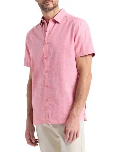 Robert Graham Men's Sutton Solid Linen-Cotton Shirt - Coral - Size XXL | Thumbnail 4 Robert Graham Men's Sutton Solid Linen-Cotton Shirt - Coral - Size XXL | Thumbnail 4