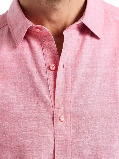 Robert Graham Men's Sutton Solid Linen-Cotton Shirt - Coral - Size XXL | Thumbnail 7 Robert Graham Men's Sutton Solid Linen-Cotton Shirt - Coral - Size XXL | Thumbnail 7