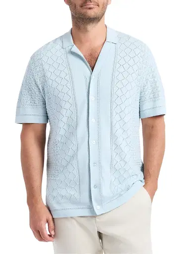 Robert Graham Men's Delmar Open-Weave Short-Sleeve Cotton Sweater | Thumbnail 3 Robert Graham Men's Delmar Open-Weave Short-Sleeve Cotton Sweater | Thumbnail 3