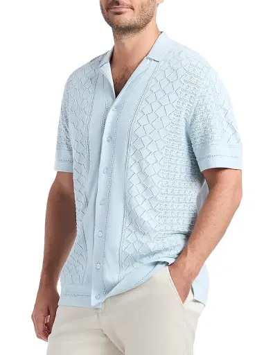 Robert Graham Men's Delmar Open-Weave Short-Sleeve Cotton Sweater | Thumbnail 4 Robert Graham Men's Delmar Open-Weave Short-Sleeve Cotton Sweater | Thumbnail 4