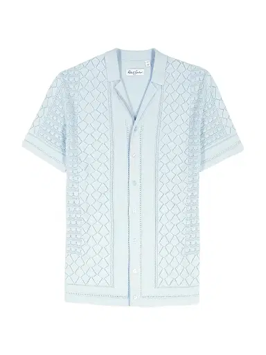 Robert Graham Men's Delmar Open-Weave Short-Sleeve Cotton Sweater | Thumbnail 1 Robert Graham Men's Delmar Open-Weave Short-Sleeve Cotton Sweater | Thumbnail 1