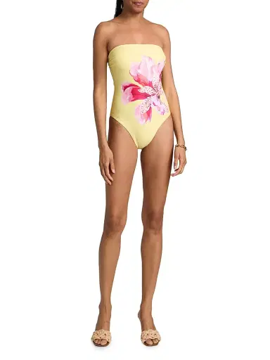 Milly Women's Songe D'iris Floral One-Piece Swimsuit - Yellow Multi - Size Large | Thumbnail 2 Milly Women's Songe D'iris Floral One-Piece Swimsuit - Yellow Multi - Size Large | Thumbnail 2
