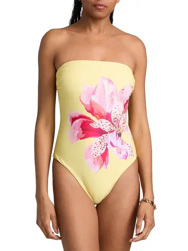 Milly Women's Songe D'iris Floral One-Piece Swimsuit - Yellow Multi - Size Large | Thumbnail 3 Milly Women's Songe D'iris Floral One-Piece Swimsuit - Yellow Multi - Size Large | Thumbnail 3