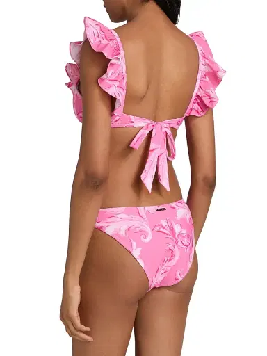 Milly Women's Canopee Abstract Ruffled Bikini Top - Pink Multi - Size Large | Thumbnail 4 Milly Women's Canopee Abstract Ruffled Bikini Top - Pink Multi - Size Large | Thumbnail 4