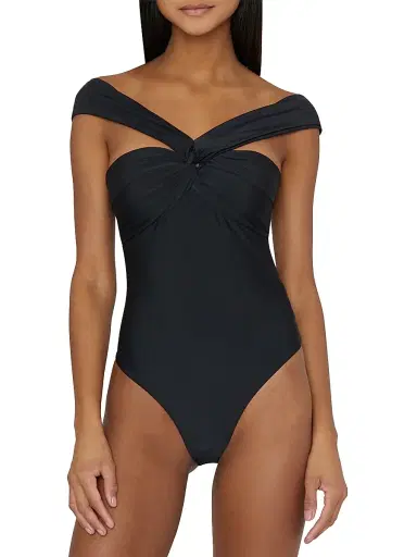 Milly Women's Betsy Draped Bandeau One-Piece Swimsuit - Black - Size Large | Thumbnail 3 Milly Women's Betsy Draped Bandeau One-Piece Swimsuit - Black - Size Large | Thumbnail 3