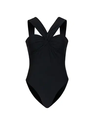Milly Women's Betsy Draped Bandeau One-Piece Swimsuit - Black - Size Large | Thumbnail 1 Milly Women's Betsy Draped Bandeau One-Piece Swimsuit - Black - Size Large | Thumbnail 1