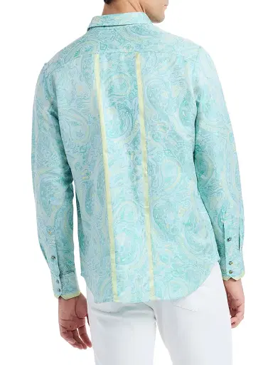 Robert Graham Men's The Viscount Paisley Button-Front Shirt - Teal | Thumbnail 6 Robert Graham Men's The Viscount Paisley Button-Front Shirt - Teal | Thumbnail 6