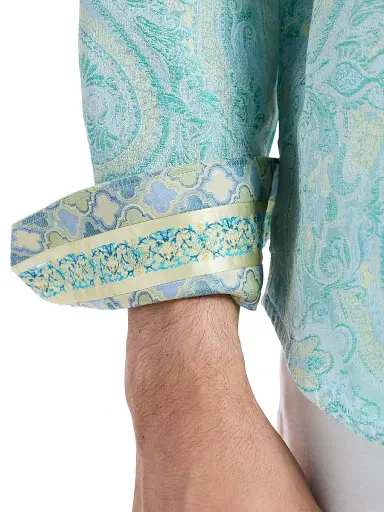 Robert Graham Men's The Viscount Paisley Button-Front Shirt - Teal | Thumbnail 7 Robert Graham Men's The Viscount Paisley Button-Front Shirt - Teal | Thumbnail 7