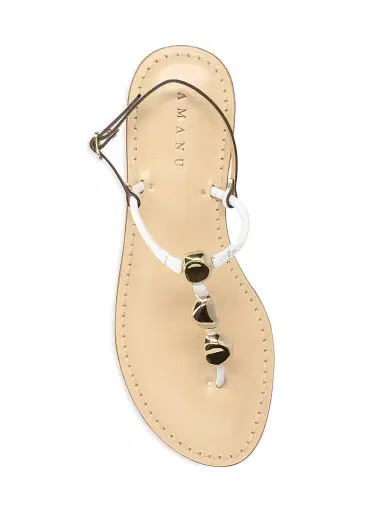 AMANU Women's The Nairobi Beaded Leather Sandals - White | Thumbnail 3 AMANU Women's The Nairobi Beaded Leather Sandals - White | Thumbnail 3