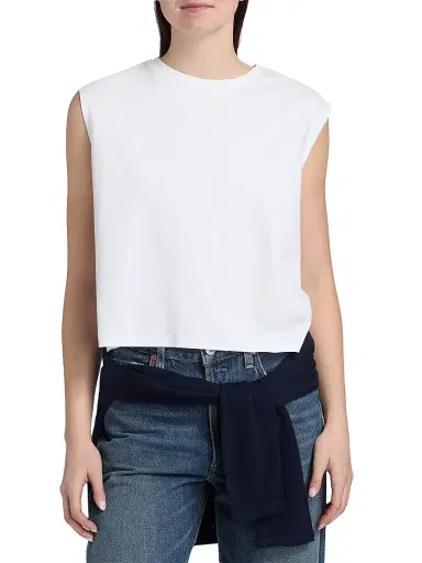 Majestic Filatures Women's Interlock Cotton Sleeveless Tank - Blanc | Thumbnail 3 Majestic Filatures Women's Interlock Cotton Sleeveless Tank - Blanc | Thumbnail 3
