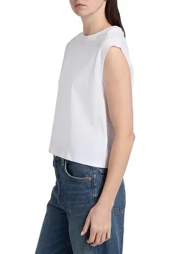 Majestic Filatures Women's Interlock Cotton Sleeveless Tank - Blanc | Thumbnail 4 Majestic Filatures Women's Interlock Cotton Sleeveless Tank - Blanc | Thumbnail 4